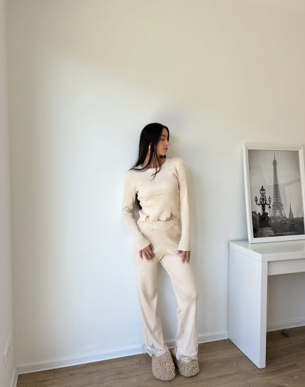 Komplet s čipko - AG64373AB / belkasta - slika 5