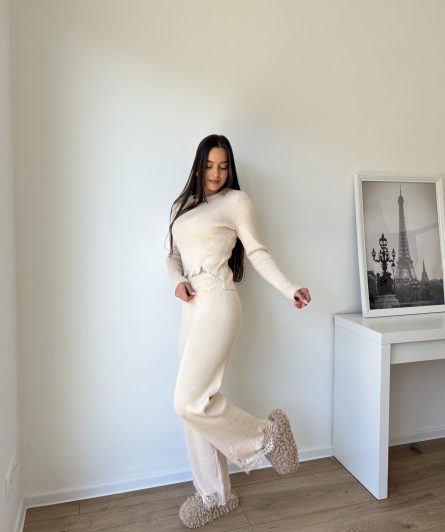 Komplet s čipko - AG64373AB / belkasta - slika 3