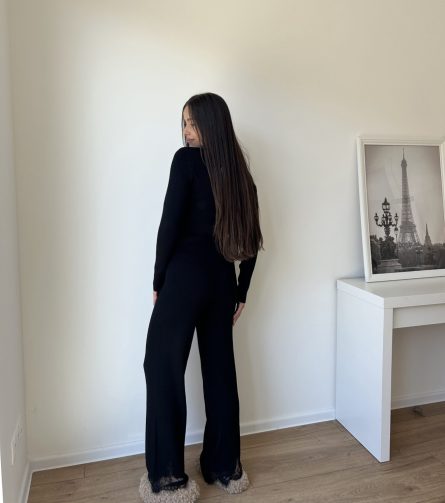 Komplet s čipko - AG64373AB / črna - slika 3