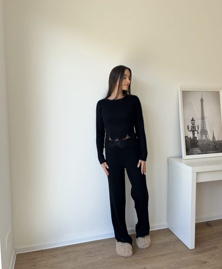 Komplet s čipko - AG64373AB / črna - slika 5